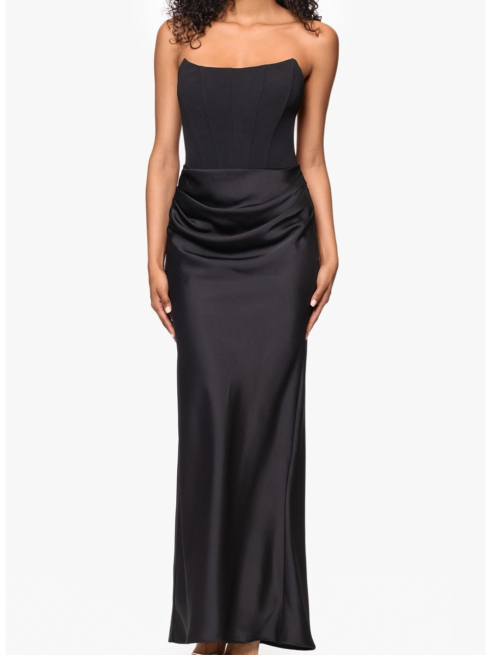 Betsy Adam Strapless Mixed Media Gown Black Size 10 NWT
